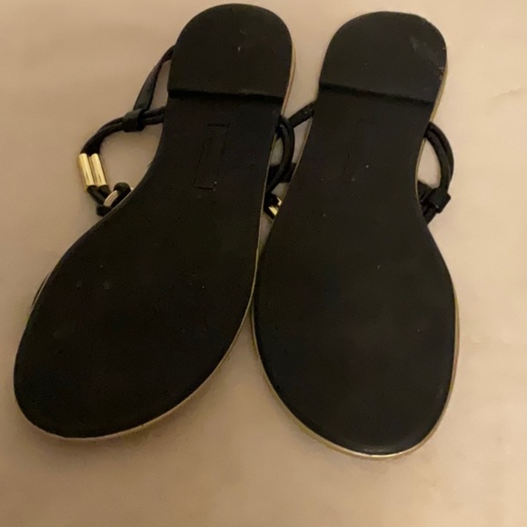 Montego Bay Club Black and Gold Sandals with T-Strap Design - Picture 4 of 5